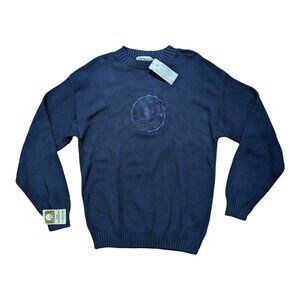 Vintage 80s Air Force Academy Crewneck Sweater Mens M Blue Flock Print Eagle